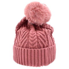 GORRO BÁSICO CON POMPÓN PALO DE ROSA