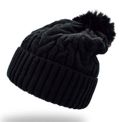 GORRO BÁSICO CON POMPÓN NEGRO