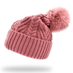 GORRO BÁSICO CON POMPÓN PALO DE ROSA