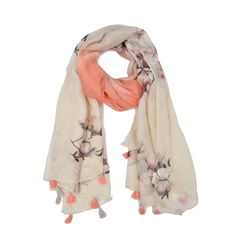 PASHMINA FLORAL CON TEJIDOS BRILLANTES