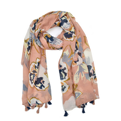 PASHMINA PALO DE ROSA CON FLORES