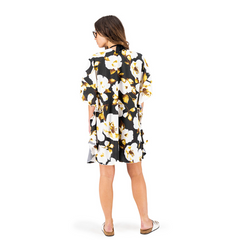 KIMONO DE PLAYA NEGRO ESTAMPADO FLORAL