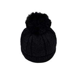 GORRO TEJIDO CLÁSICO CON POMPÓN NEGRO