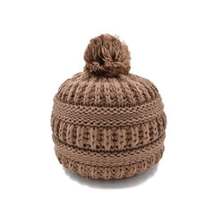 GORRO TEJIDO CLÁSICO CON POMPÓN ESTAMBRE CAFÉ