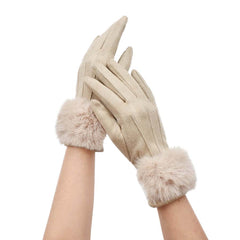 GUANTES GAMUZA CON PELUCHE EN MUÑECA BEIGE