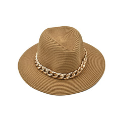 SOMBRERO FEDORA CAMEL CON CADENA