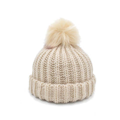 GORRO CON PATRÓN EN VERTICAL IVORY