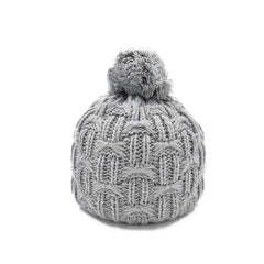 GORRO TEJIDO CLÁSICO CON POMPÓN ESTAMBRE GRIS