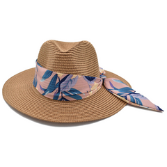 SOMBRERO FEDORA CON MASCADA ROSA