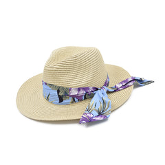 SOMBRERO FEDORA CON MASCADA AZUL