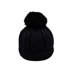 GORRO TEJIDO CLÁSICO CON POMPÓN NEGRO