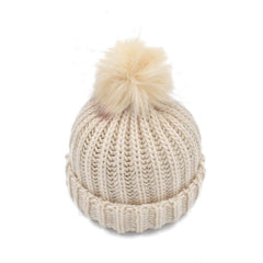 GORRO CON PATRÓN EN VERTICAL IVORY