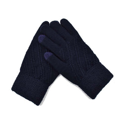 GUANTES TEJIDO DIAGONAL CON TOUCH AZUL