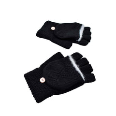 GUANTES MITONES CON CAPUCHA NEGROS FRANJA GRIS