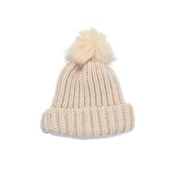 GORRO CON PATRÓN EN VERTICAL IVORY