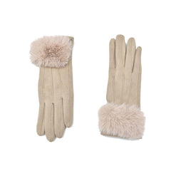 GUANTES GAMUZA CON PELUCHE EN MUÑECA BEIGE