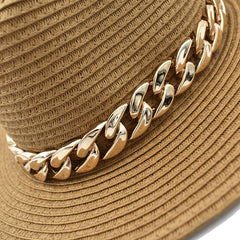 SOMBRERO FEDORA CAMEL CON CADENA