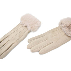 GUANTES GAMUZA CON PELUCHE EN MUÑECA BEIGE