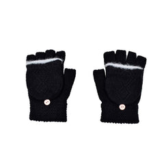 GUANTES MITONES CON CAPUCHA NEGROS FRANJA GRIS