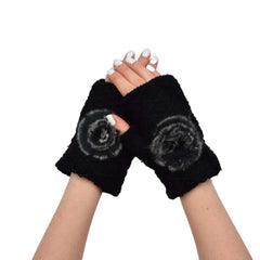 GUANTES MITONES CORTOS CON POMPÓN