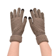 GUANTES TEJIDO BLOQUE BEIGE CON TOUCH CAFÉ