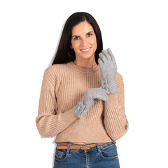 GUANTES GRISES CON MOÑO EN MUÑECA