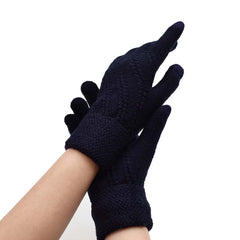 GUANTES TEJIDO DIAGONAL CON TOUCH AZUL