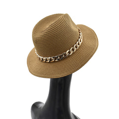 SOMBRERO FEDORA CAMEL CON CADENA