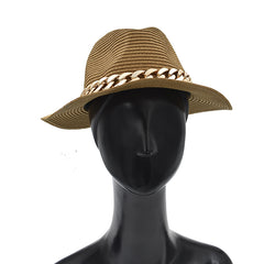 SOMBRERO FEDORA CAMEL CON CADENA