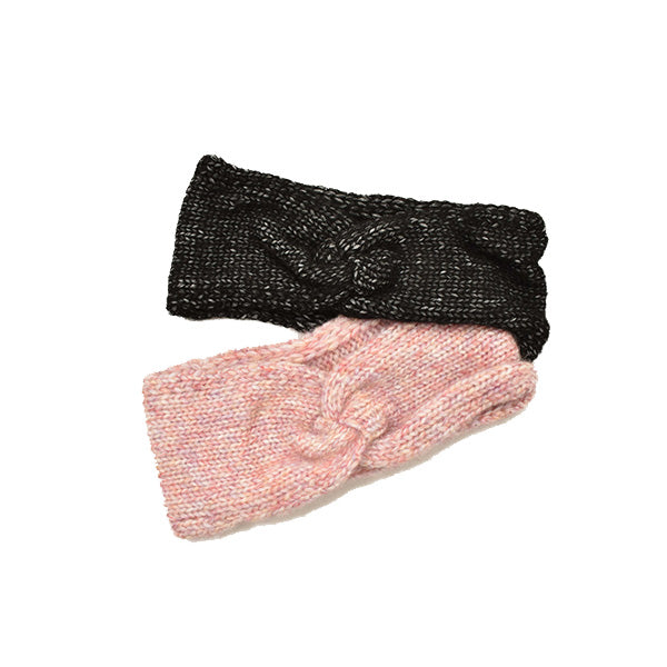 INVIGORATE | Juego de bandanas tejidas color rosa y negro jaspeado, diseño de nudos cruzados