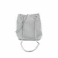 BOLSA CLUTCH COLOR PLATA CINTA METÁLICA