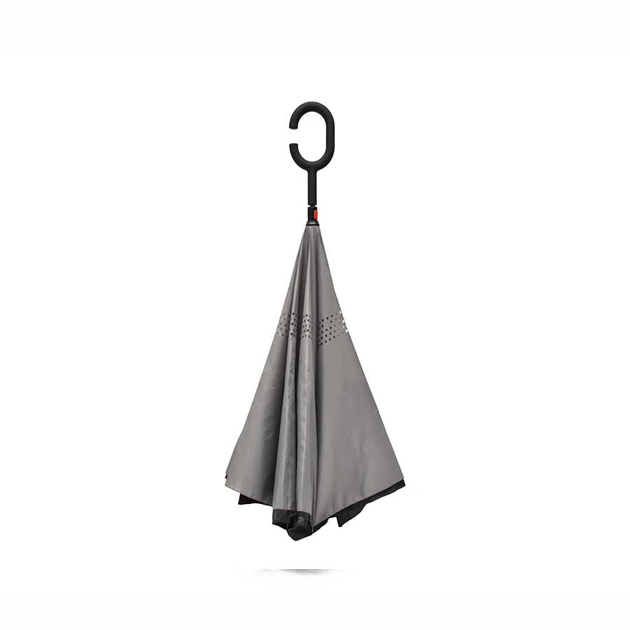Paraguas reversible,  liso doble capa, color gris