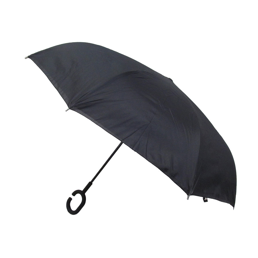 Paraguas reversible,  liso doble capa, color gris