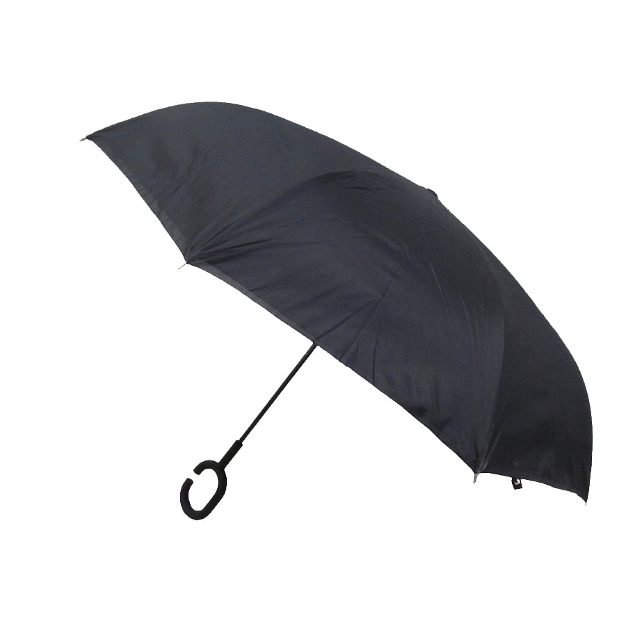 Paraguas reversible, doble capa, diseño tipo flor, color azul