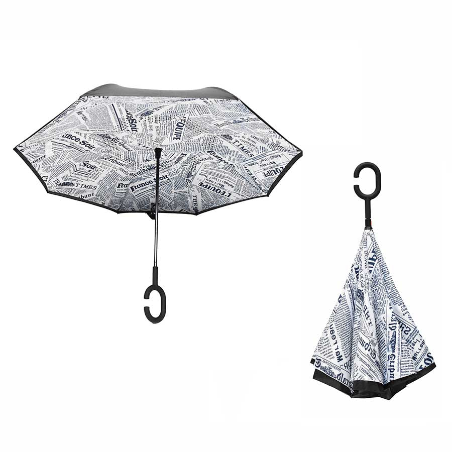 Paraguas reversible, doble capa, tipo color blanco. – Azzento