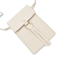 BOLSA CROSSBODY BEIGE CON COLGANTE