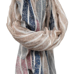 PASHMINA A RAYAS AZUL ROSA Y BEIGE