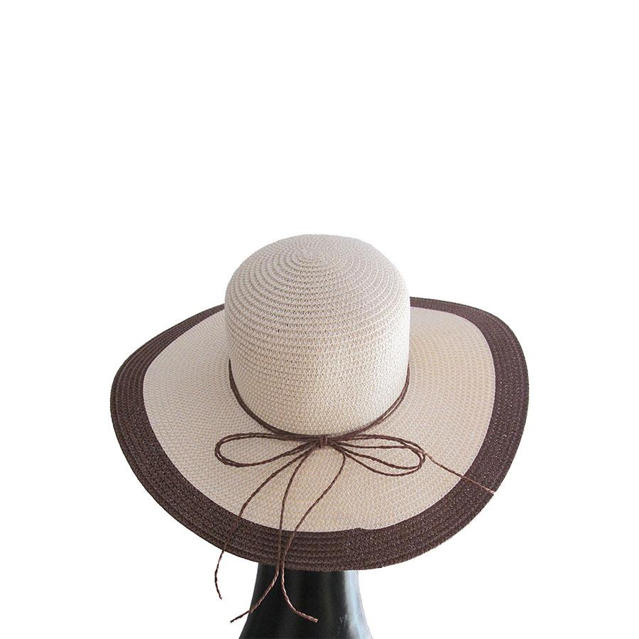 Sombrero Pamela Ivory con cintas café