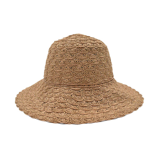 Sombrero campana tejido tipo crochet, color café, Dama
