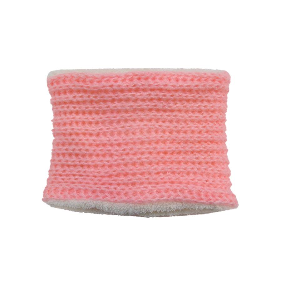 SP!CE | Bufanda infinita rosa neón, tejido a crochet, textura calida y suave con forro polar blanco