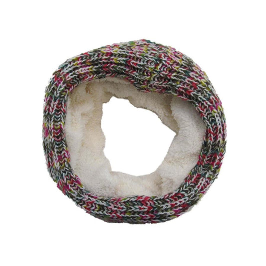 Adorn | Bufanda collar multicolor, tejido a crochet, textura calida y suave con forro polar blanco
