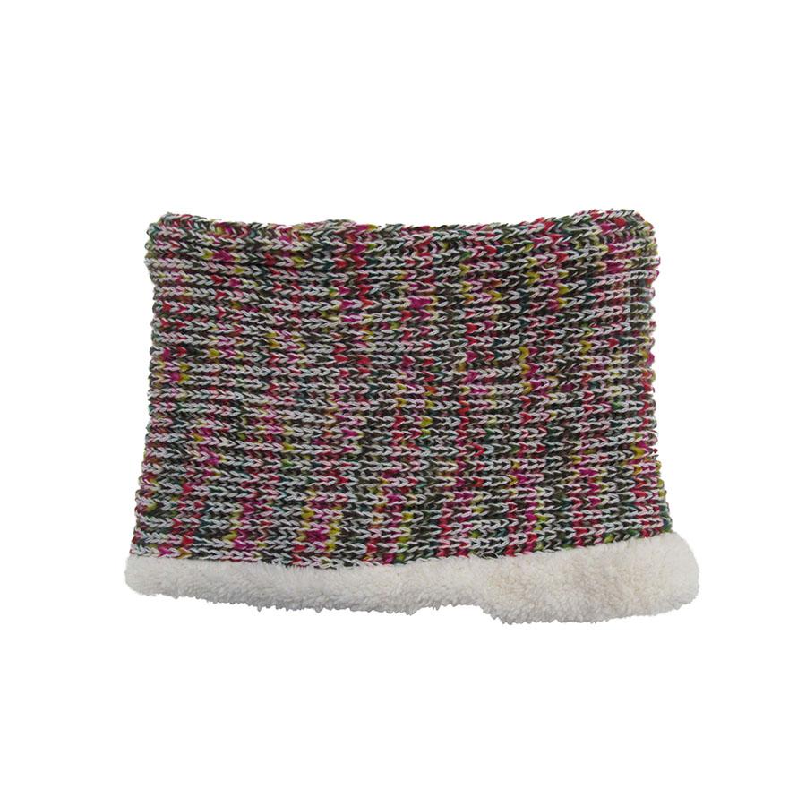 Bufanda collar multicolor, tejido a crochet con forro polar.