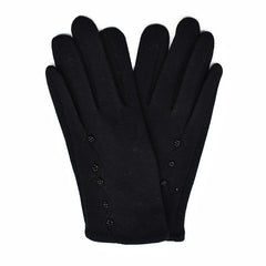 Guantes negros con fila decorativa de flores pequeñas