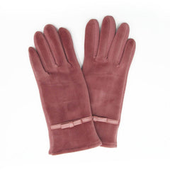 Adorn | Guantes rosas, terciopelo con cinta decorativa en las muñecas 