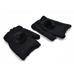 GUANTES MITONES CON POMPÓN NEGRO