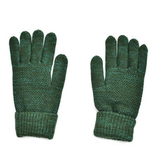 Guantes tejidos color jade, detalle en fibras metalizadas color verde, mujer.