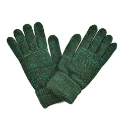 Guantes tejidos color jade, detalle en fibras metalizadas color verde, mujer.