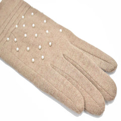 GUANTES DETALLE DE PERLAS COLOR BEIGE