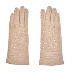 GUANTES DETALLE DE PERLAS COLOR BEIGE